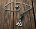 Stainless-Steel Crystal Triquetra / Trinity Knot Necklace
