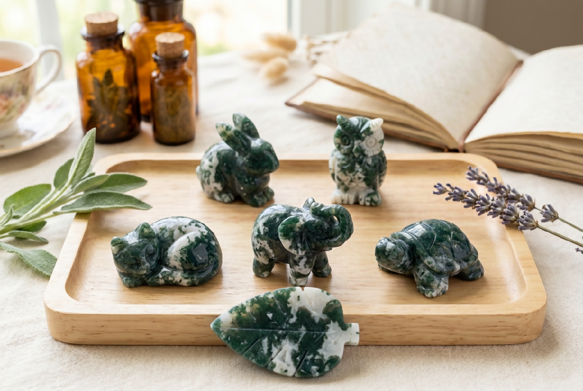 Moss Agate Sculptures