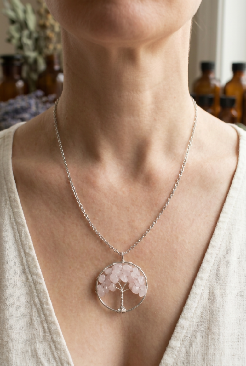 Stainless-Steel Crystal Tree of Life (Yggdrasil) Necklace