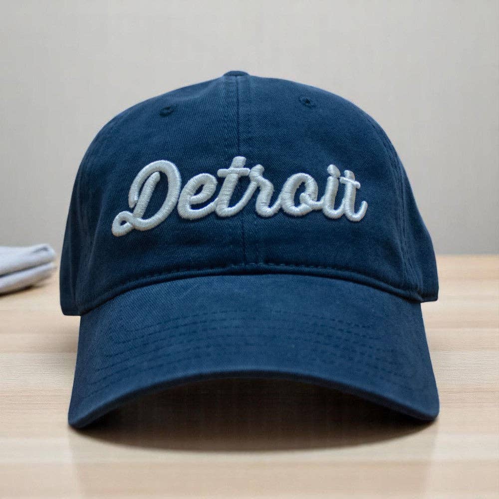 Hat - Navy Detroit Thirsty Script Unstructured