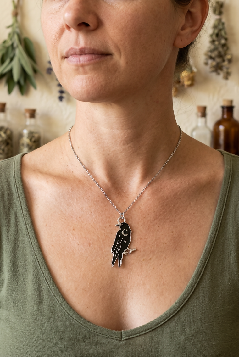 Stainless-Steel Crow Necklace