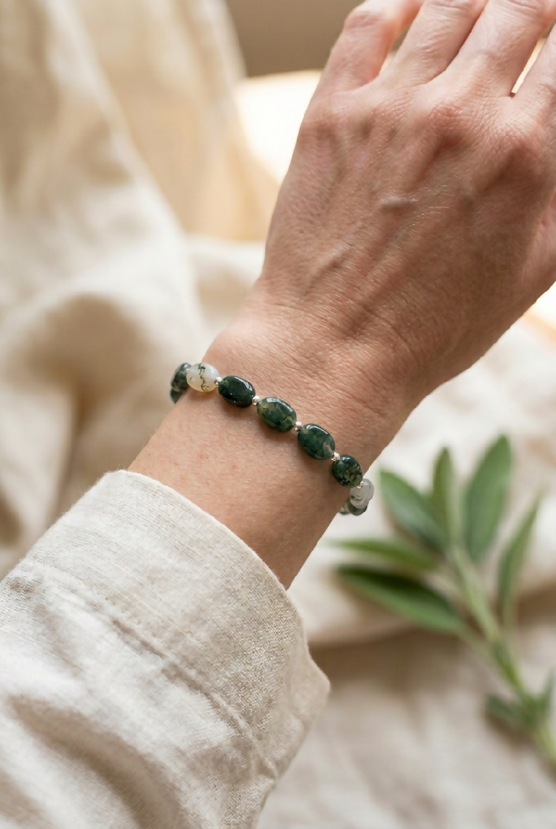 Moss Agate Bracelet (Emotional Balance, Success)
