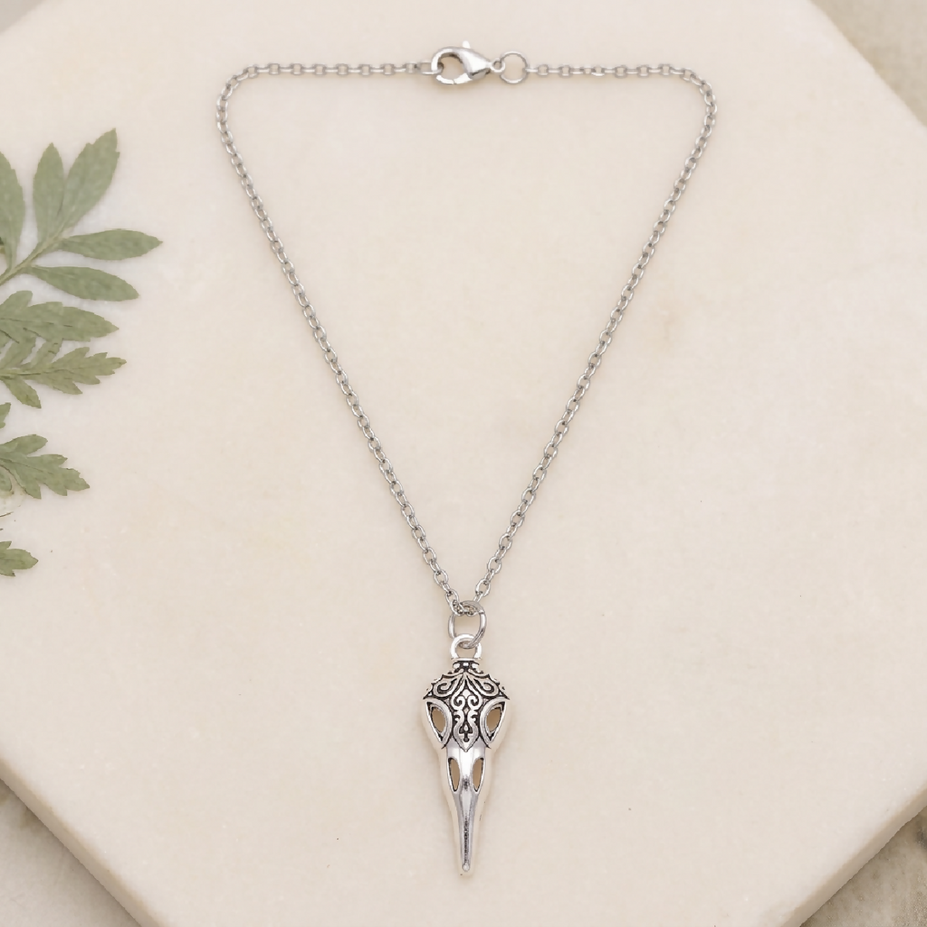 Stainless-Steel Crow Skull Necklace