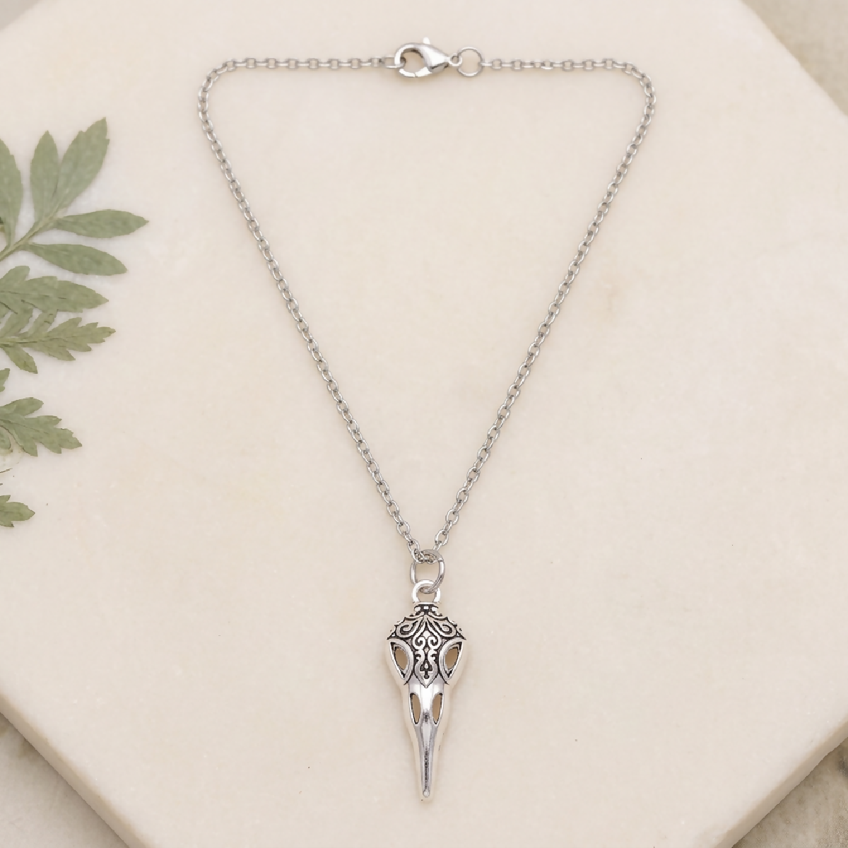 Stainless-Steel Crow Skull Necklace