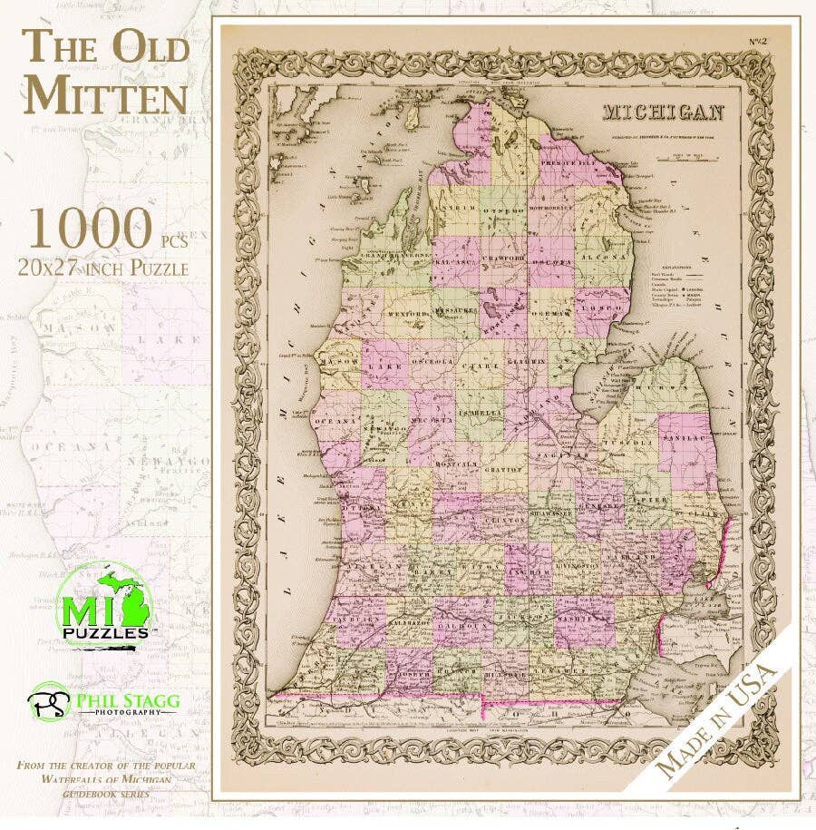 The Old Mitten 1855 Map - 1000 Piece Michigan Puzzle — MI Puzzles