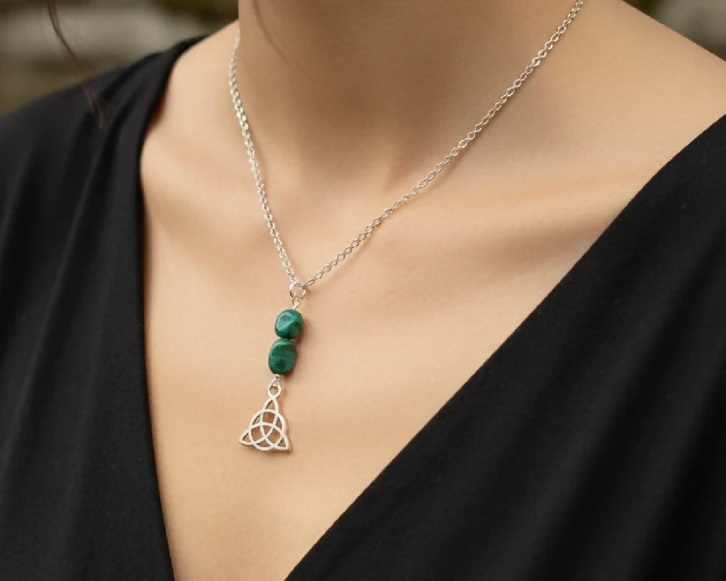 Stainless-Steel Crystal Triquetra / Trinity Knot Necklace