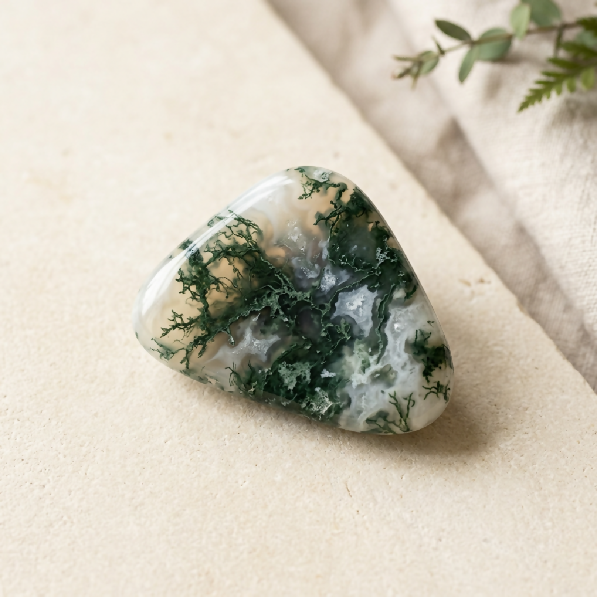 Moss Agate Pocket Stone