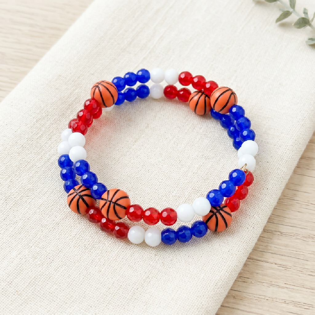 Pistons Glass Bead Bracelet