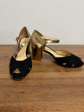 Black & Gold Peep-Toe Heels