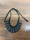 Black & Clear Rhinestone Bib Necklace