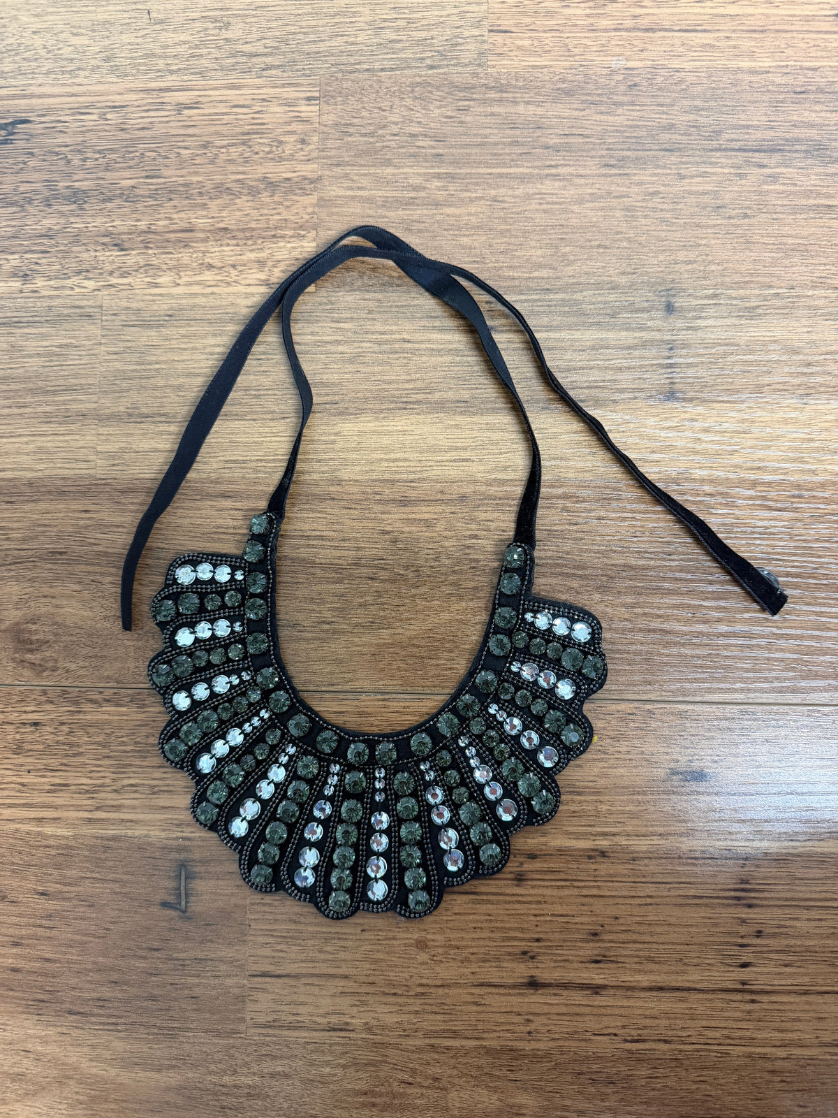 Black & Clear Rhinestone Bib Necklace