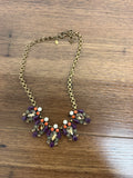 Purple/Burnt Orange/Coral/White Statement Necklace