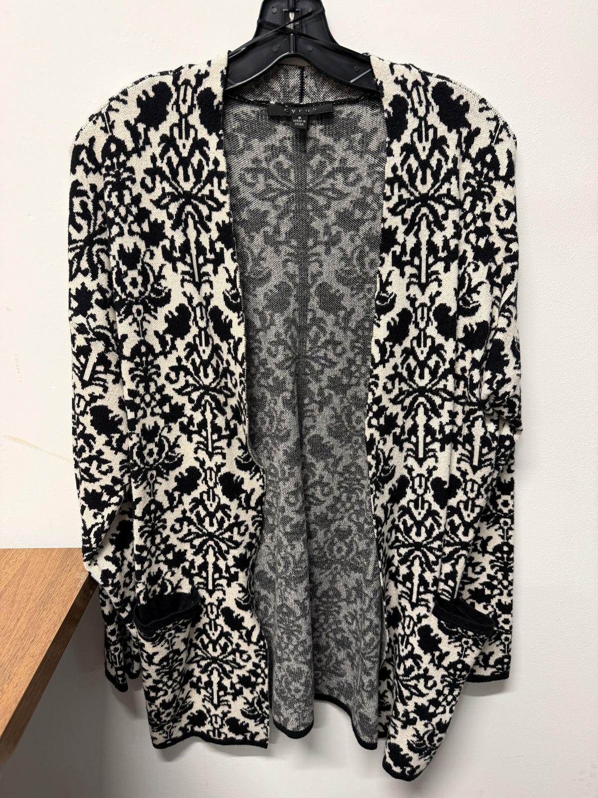 Black & White Floral Sweater Duster