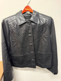 Black Embroidered Faux-Leather Jacket