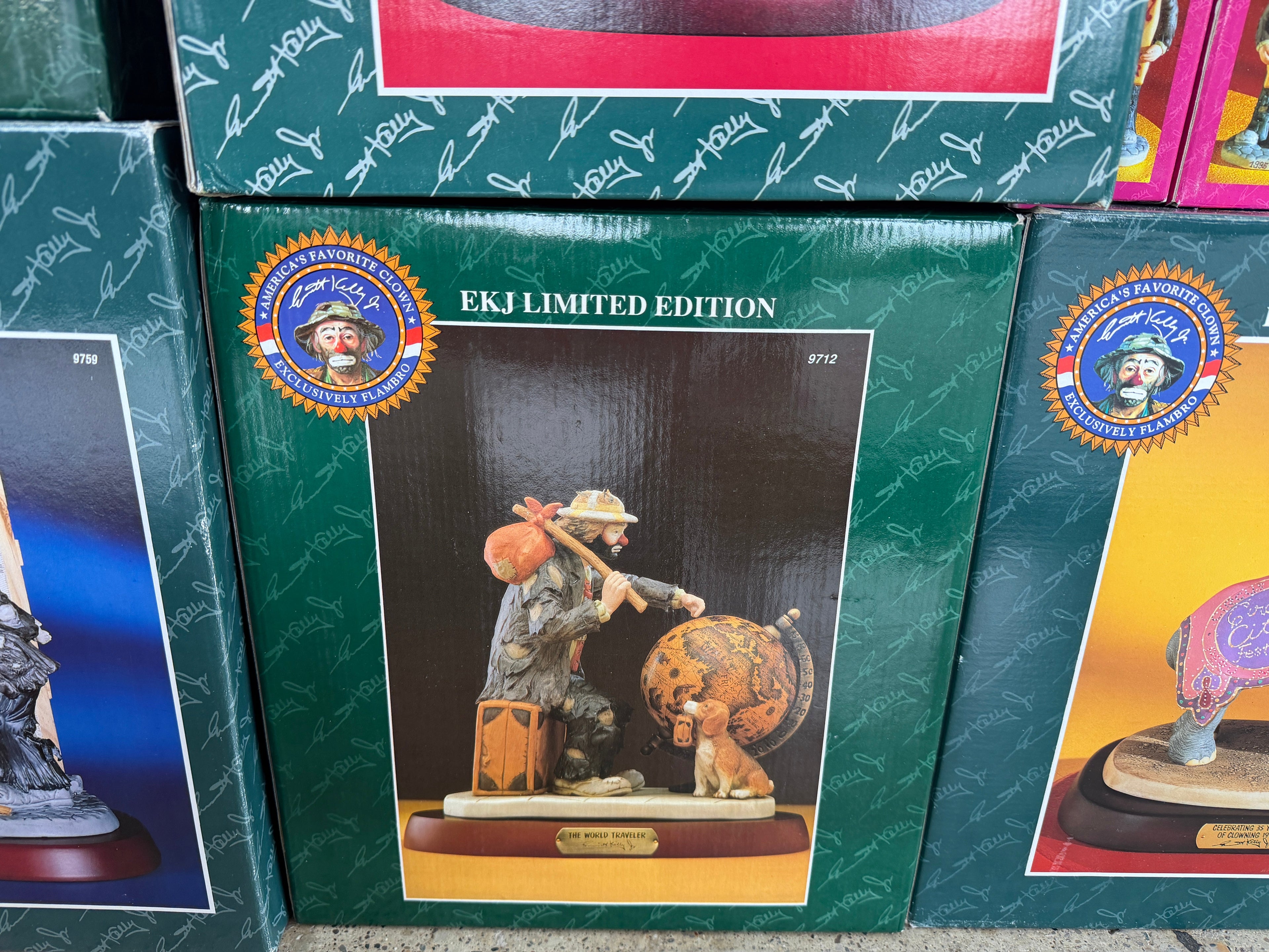 Emmett Kelly Jr. The World Traveller EKJ Limited Edition #9712 – Flambro figurine box