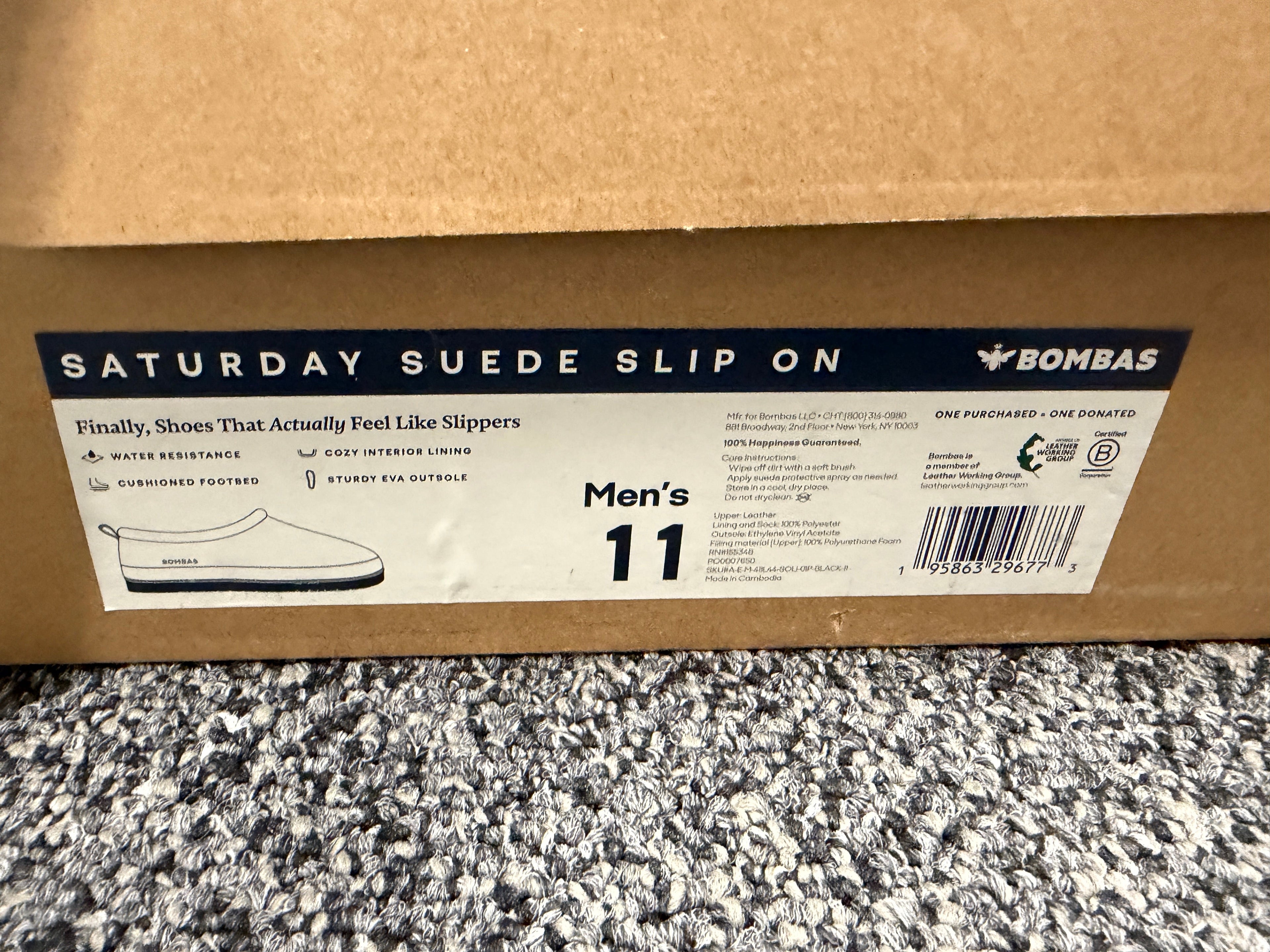 Bombas Saturday Suede Slip On Men’s Size 11 – original box label