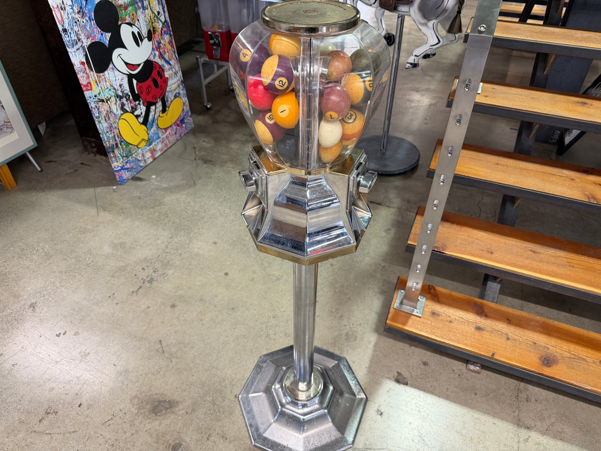 Vintage Northwestern Chrome Gumball Machine, Painted by Biggs — Pontiac Artist (Vintage & Found)