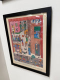 National Lampoon — "Flea Market / Chicken Palace" Street Scene Illustration, Framed (11x15)