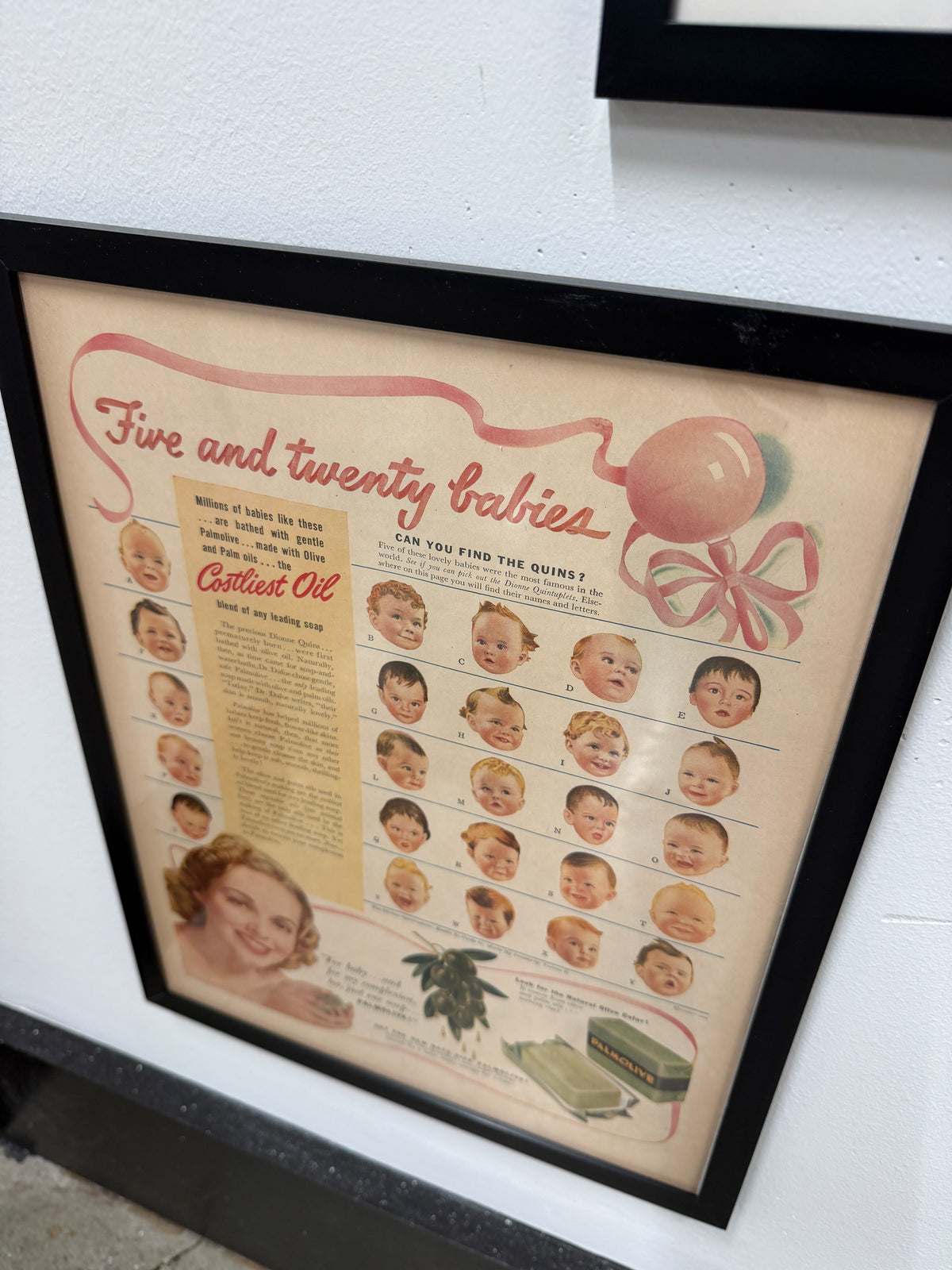 Palmolive — "Five and Twenty Babies" Framed Vintage Advertisement, c. 1930s–40s (11x15)