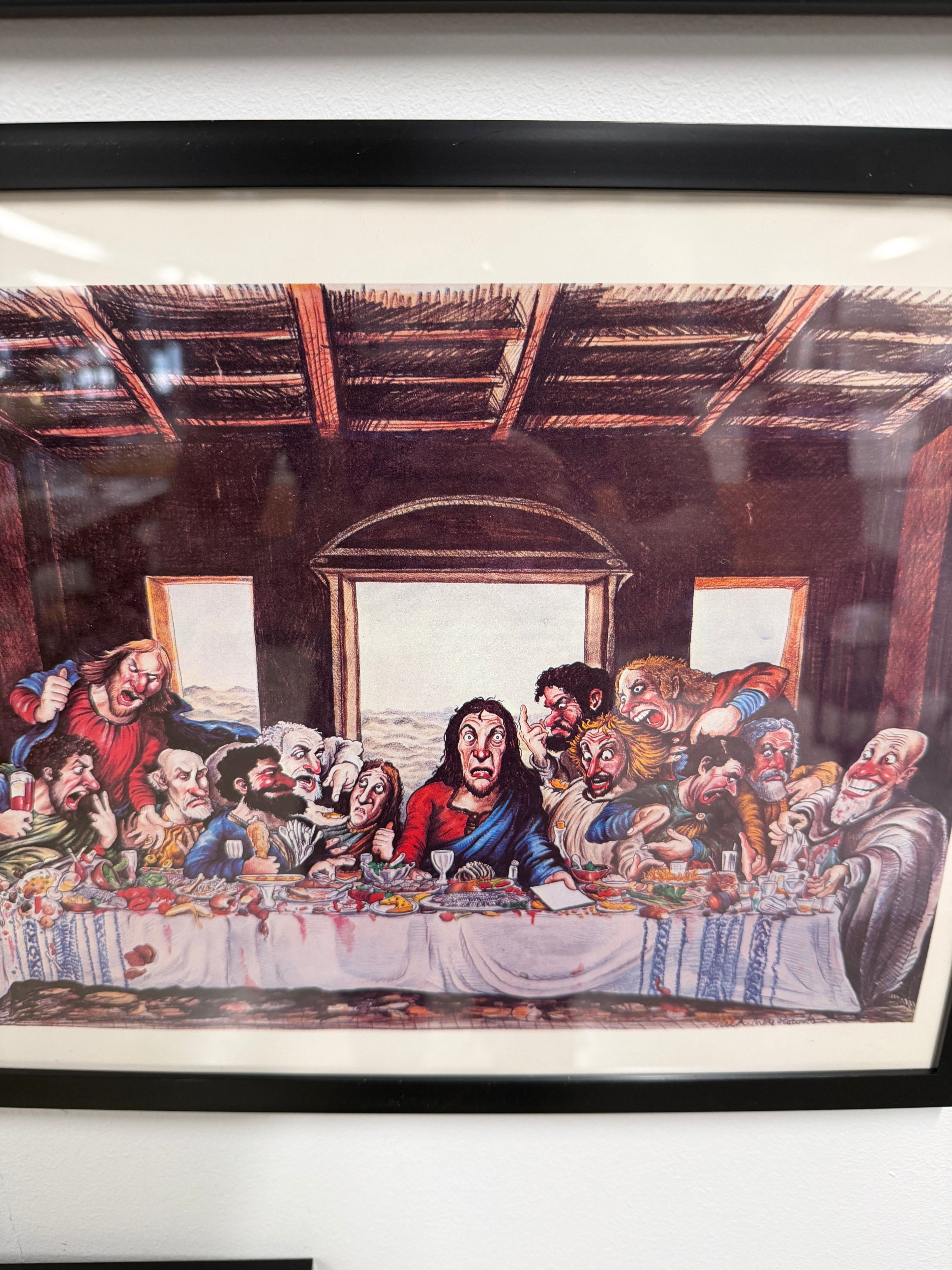 National Lampoon — Last Supper Parody Caricature Illustration, Framed (11x15)