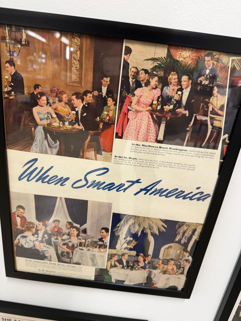 Pabst Blue Ribbon — "When Smart America Steps Out — Pabst Gets the Call" Framed Vintage Ad Diptych, c. 1940s (11x15, Set of 2)