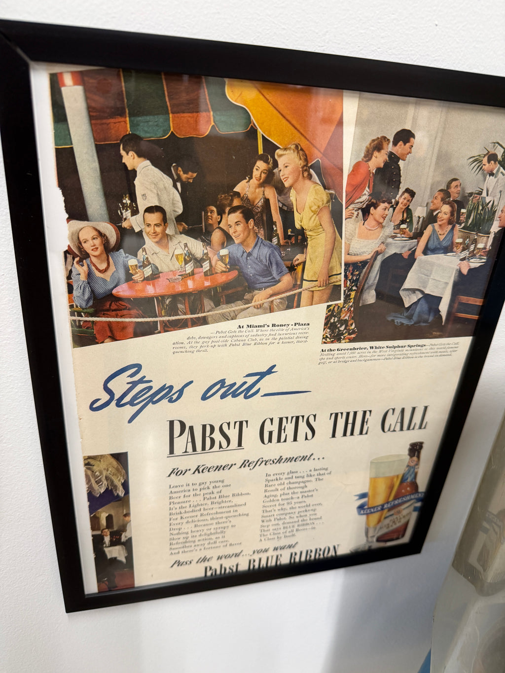 Pabst Blue Ribbon — "When Smart America Steps Out — Pabst Gets the Call" Framed Vintage Ad Diptych, c. 1940s (11x15, Set of 2)