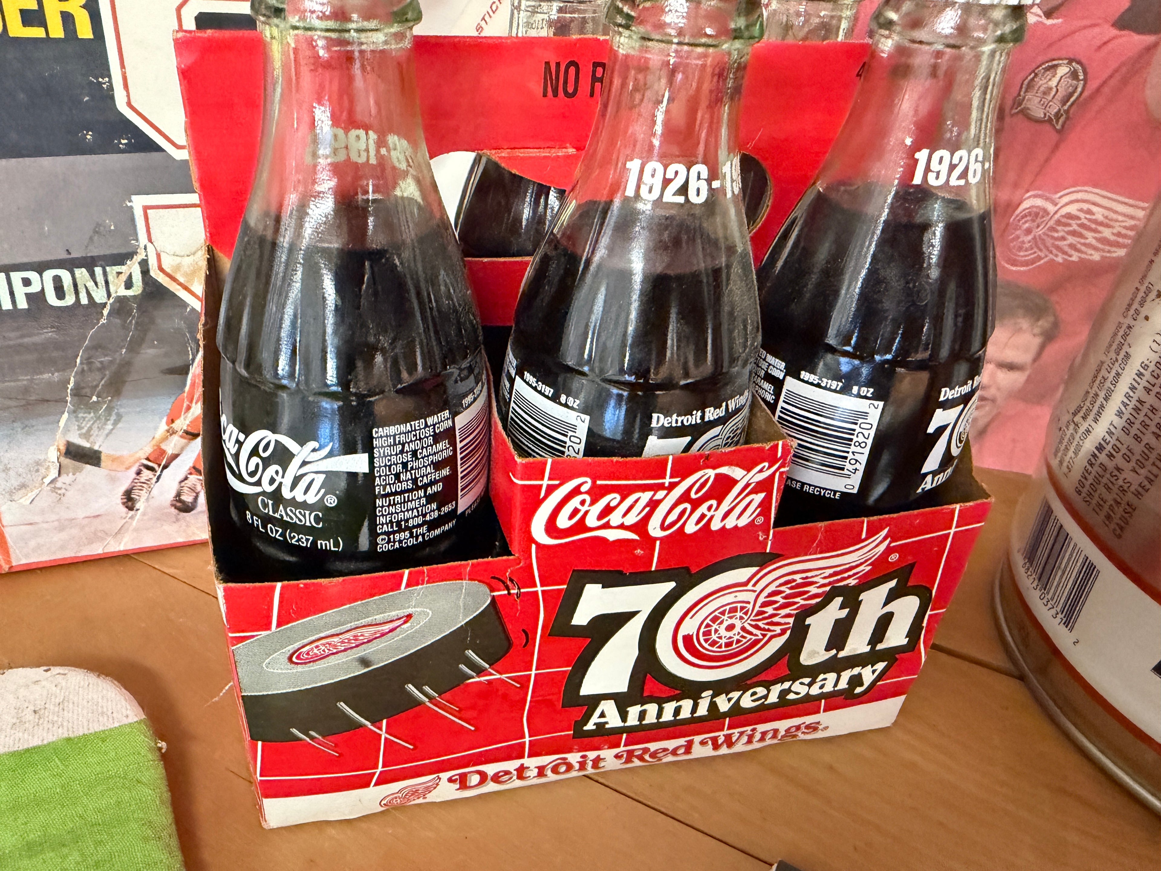 Detroit Red Wings 70th Anniversary Coca-Cola 5-Pack — 1926–1996 Commemorative (Vintage & Found)