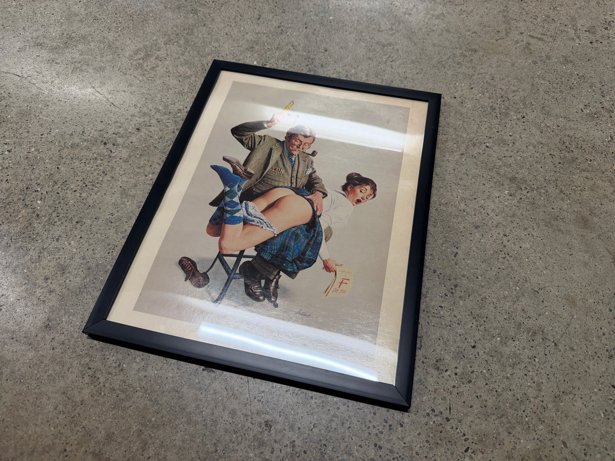 Vintage Professor & Student Comic Illustration — Framed 11x15 Print (Vintage & Found)