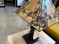 Tiffany-Style Stained Glass Table Lamp — Mission Tulip, Amber Iridescent (Vintage & Found)