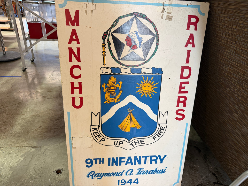 "Manchu Raiders" — 9th Infantry Regiment, Hand-Painted by Raymond A. Tarabusi, ETO 1944 (Vintage & Found)