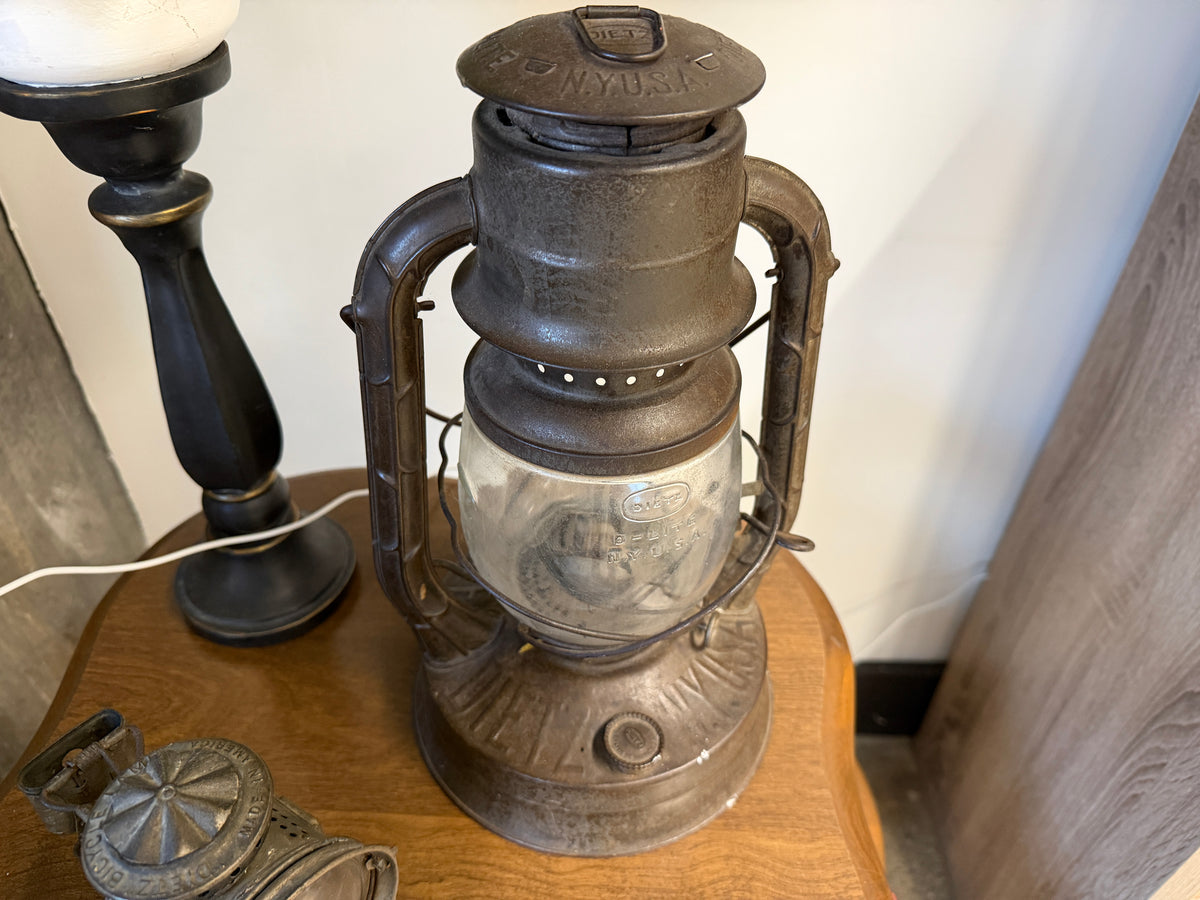 Dietz Kerosene Barn Lantern — Antique Cast Iron & Glass (Vintage & Found)