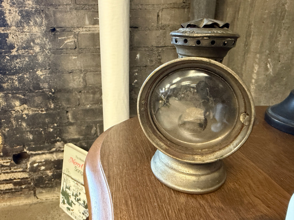 Antique Bicycle & Carriage Kerosene Lamp — Bullseye Lens, Reflector Dish (Vintage & Found)