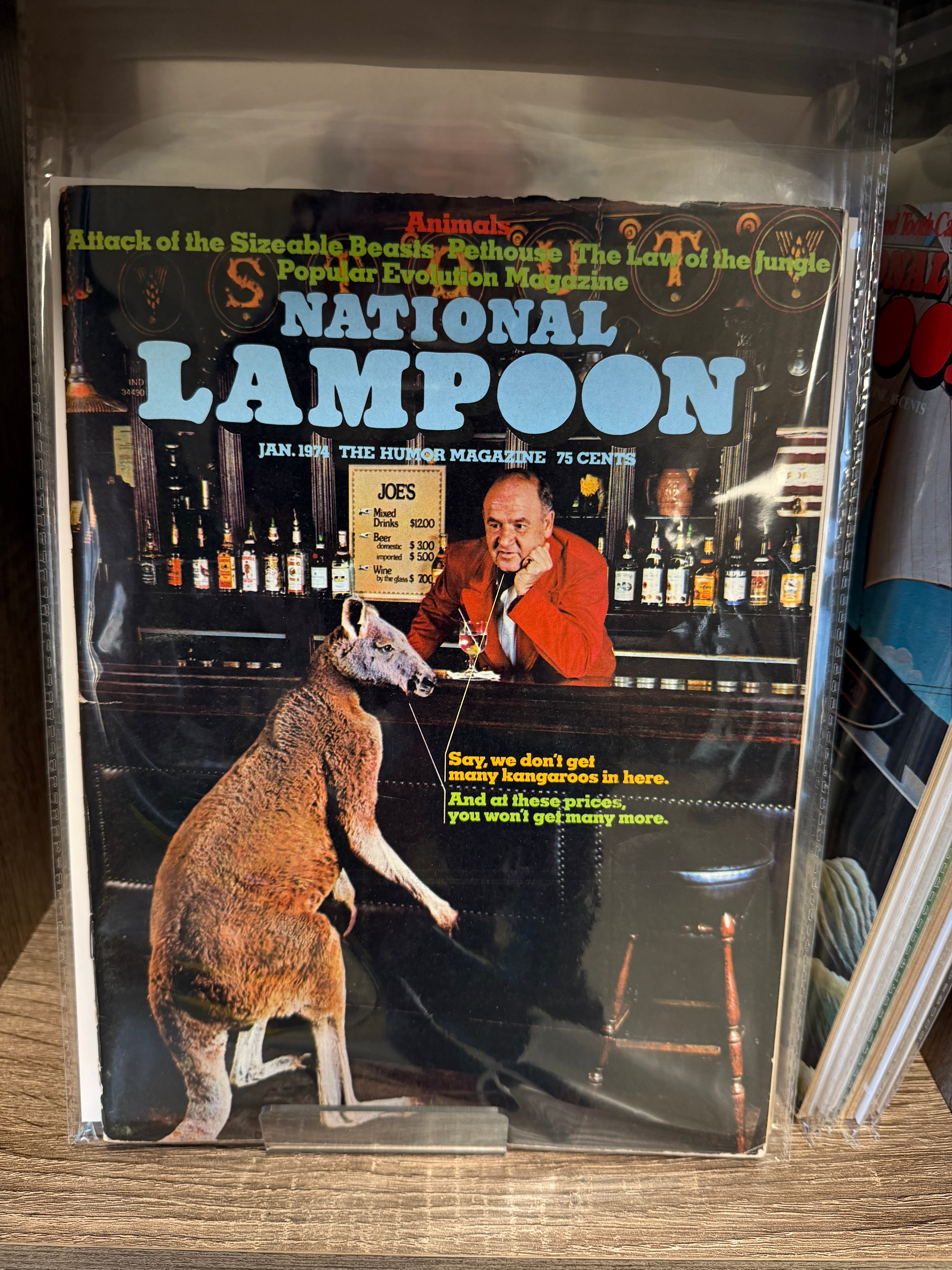 National Lampoon — January 1974, "Animals" Issue, Kangaroo at the Bar Cover (Vintage Magazine)