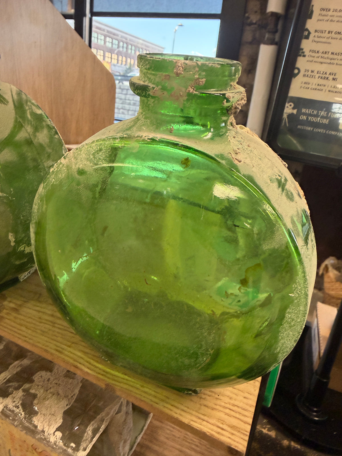Hazel Park Bottle House Relic — Sunsweet Green Glass Globe Bottle with Message, Limited Edition (1 of 75) (Vintage & Found)