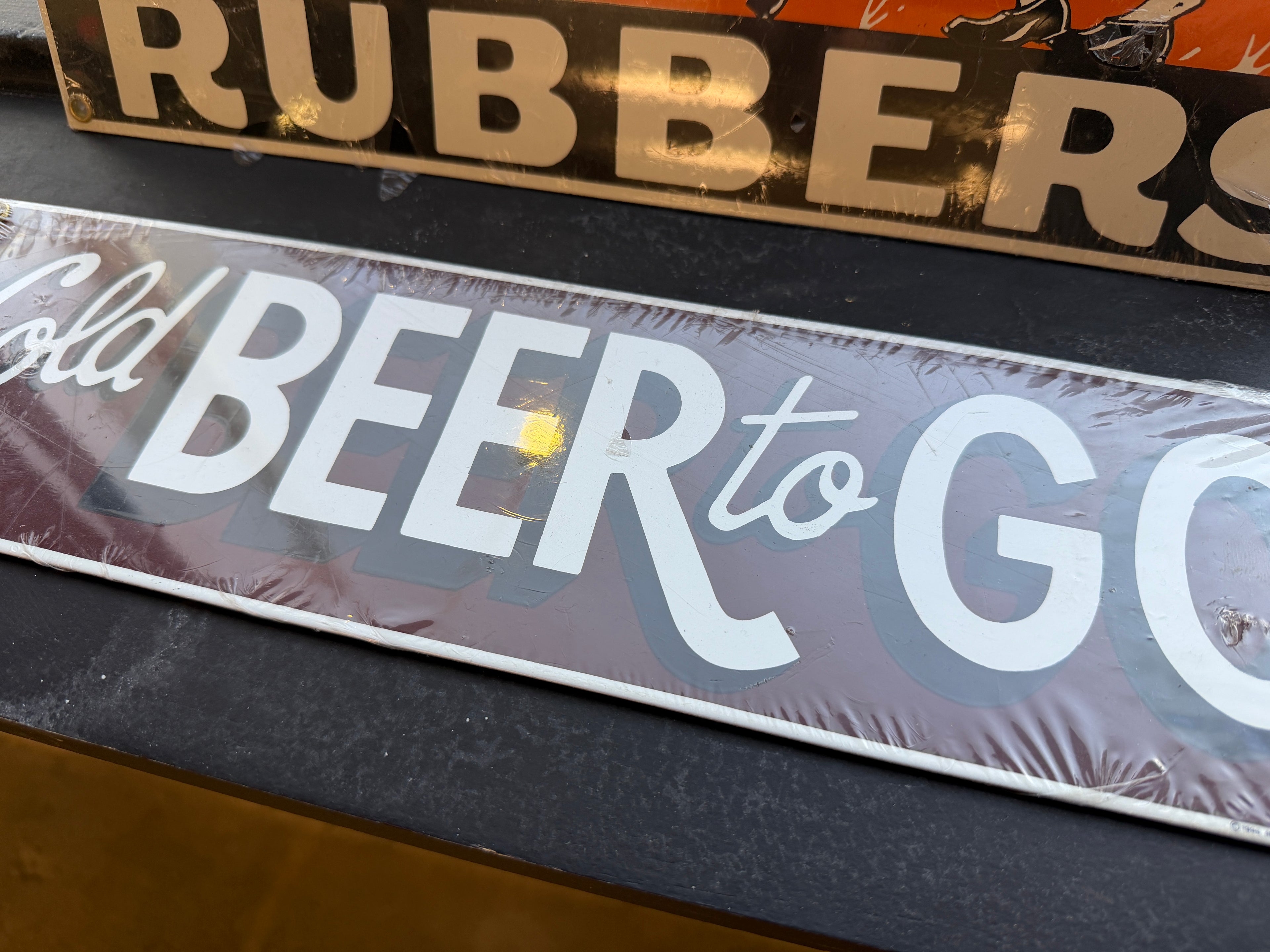 Cold Beer to Go — Reproduction Tin Sign (Vintage & Found)