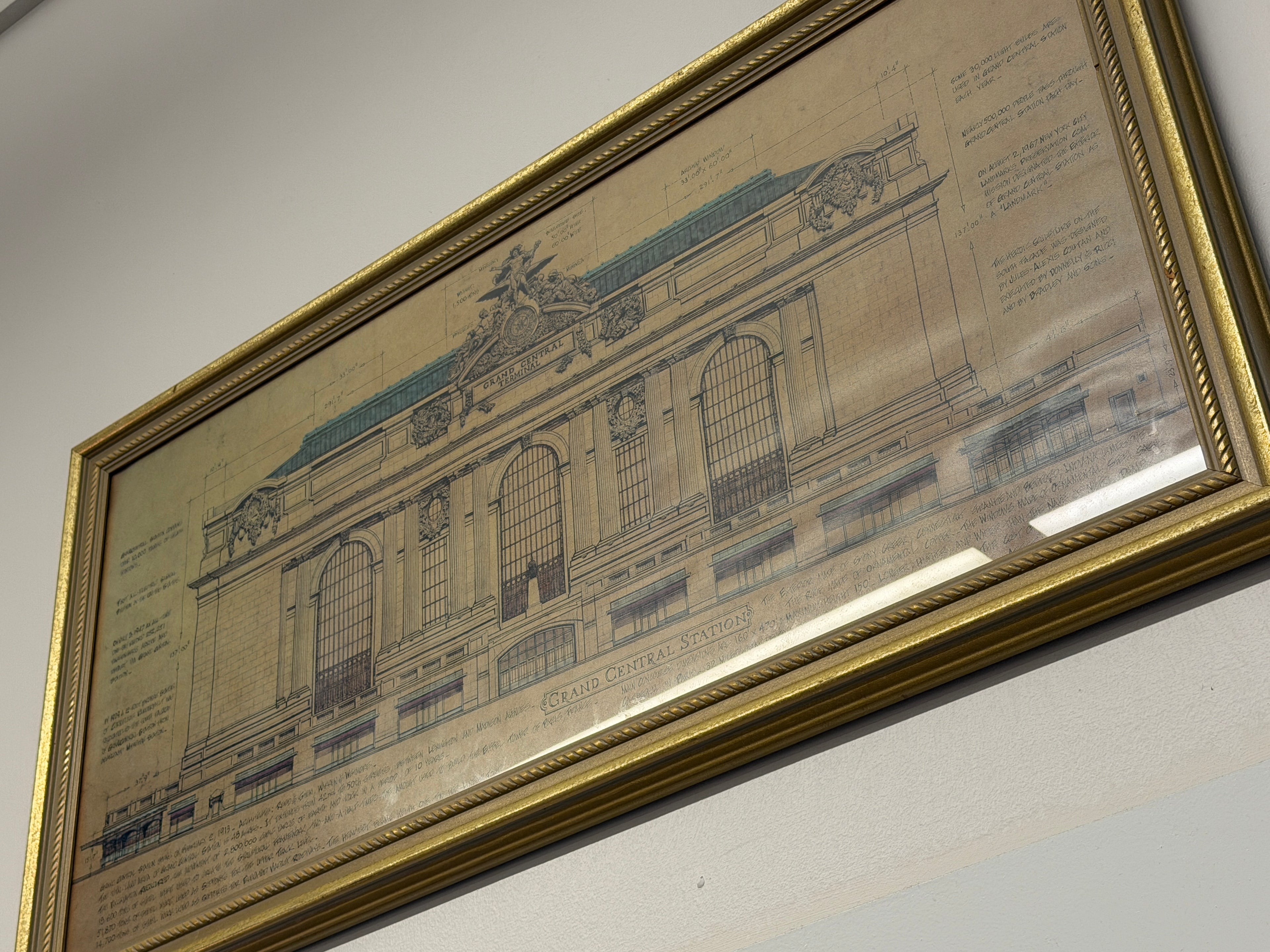 Grand Central Station — Architectural Elevation Print, Gilt Framed