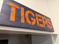 Detroit Tigers Wood Sign — Navy & Orange, Large Wall Display