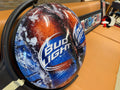 Bud Light double-sided illuminated bar sign showing graphic beer-and-ice design with water splash imagery and Bud Light branding — consignment display piece at The Foundry by History Loves Company in downtown Pontiac, Michigan