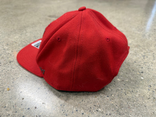 Back view of '47 Brand Detroit red snapback hat showing structured crown and snapback closure