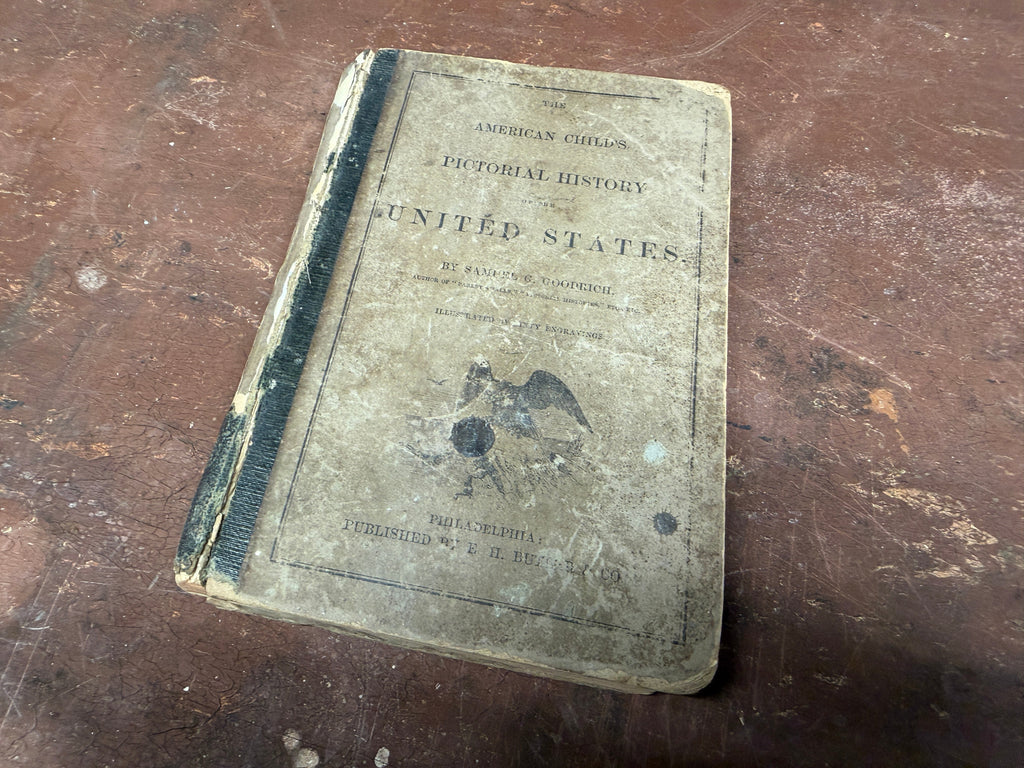 The American Child's Pictorial History of the United States by Samuel G. Goodrich c.1873, front cover, E.H. Butler & Co. Philadelphia, American eagle emblem