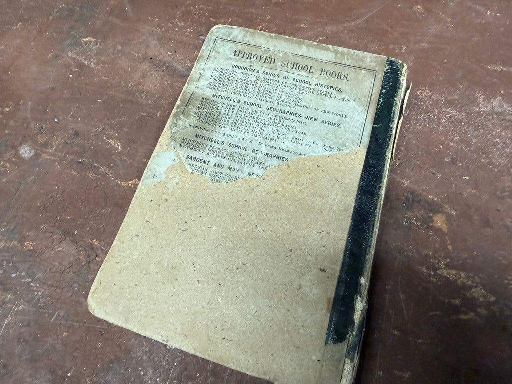 Back cover of American Child's Pictorial History showing Approved School Books catalog, Goodrich and Mitchell series listings