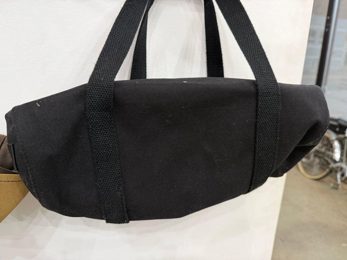 The Day Trip Duffle in all black canvas with black straps, Pontiac Built by The Foundry