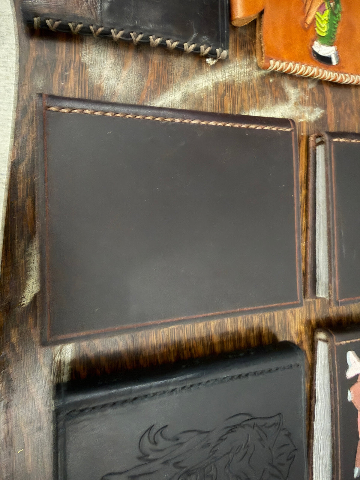 Handmade leather journal plain dark leather cover, no tooling or paint, hand-stitched, recycled card paper pages, Pontiac Built