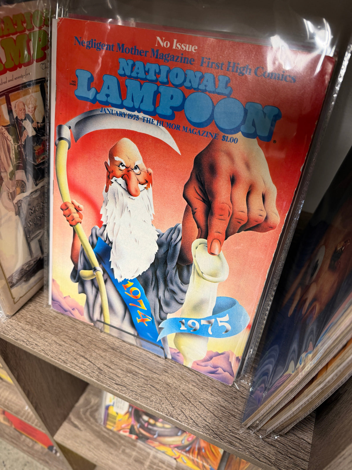 National Lampoon January 1975 No Issue cover with Father Time