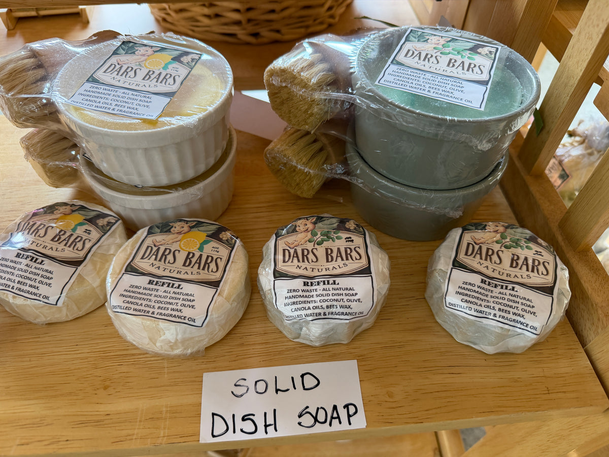 Zero Waste Solid Dish Soap & Brush by Dars Bars — Your Choice of Scent