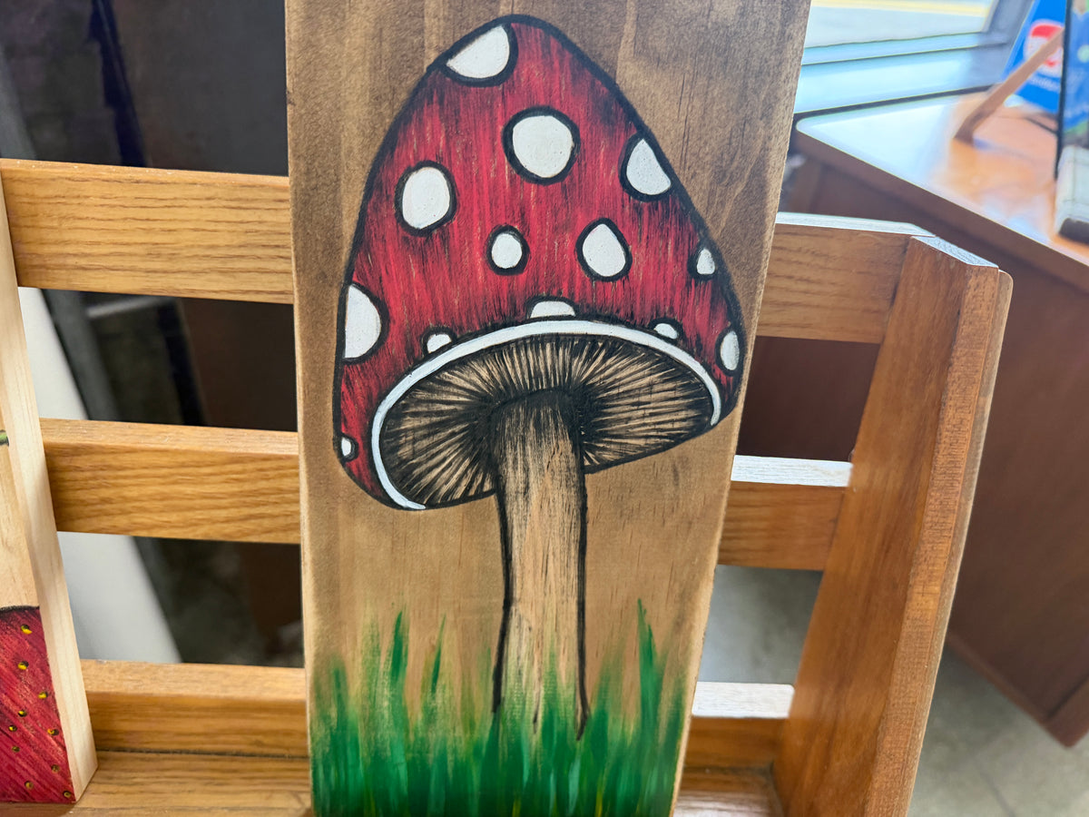 Hand-Drawn Toadstool Mushroom — 5.5" x 12" Wood Panel by Artistic Transformations by Renee Reese