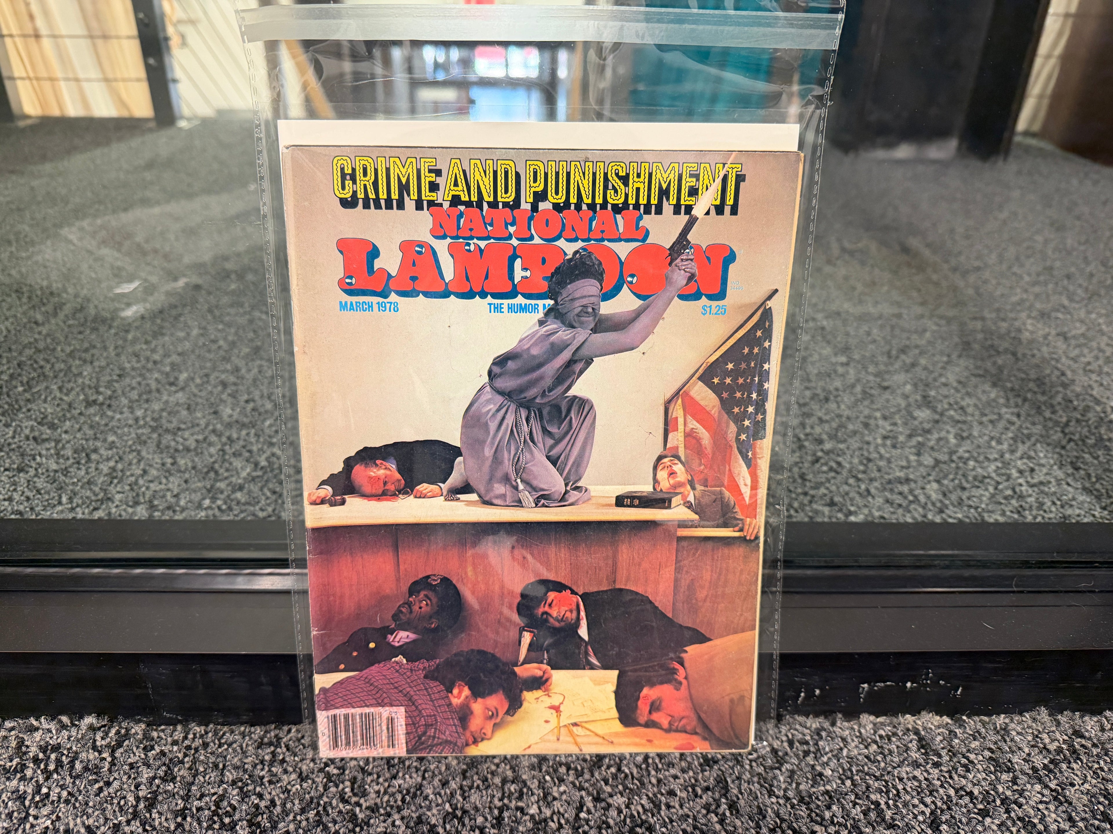 National Lampoon March 1978 Crime and Punishment issue cover with courtroom scene