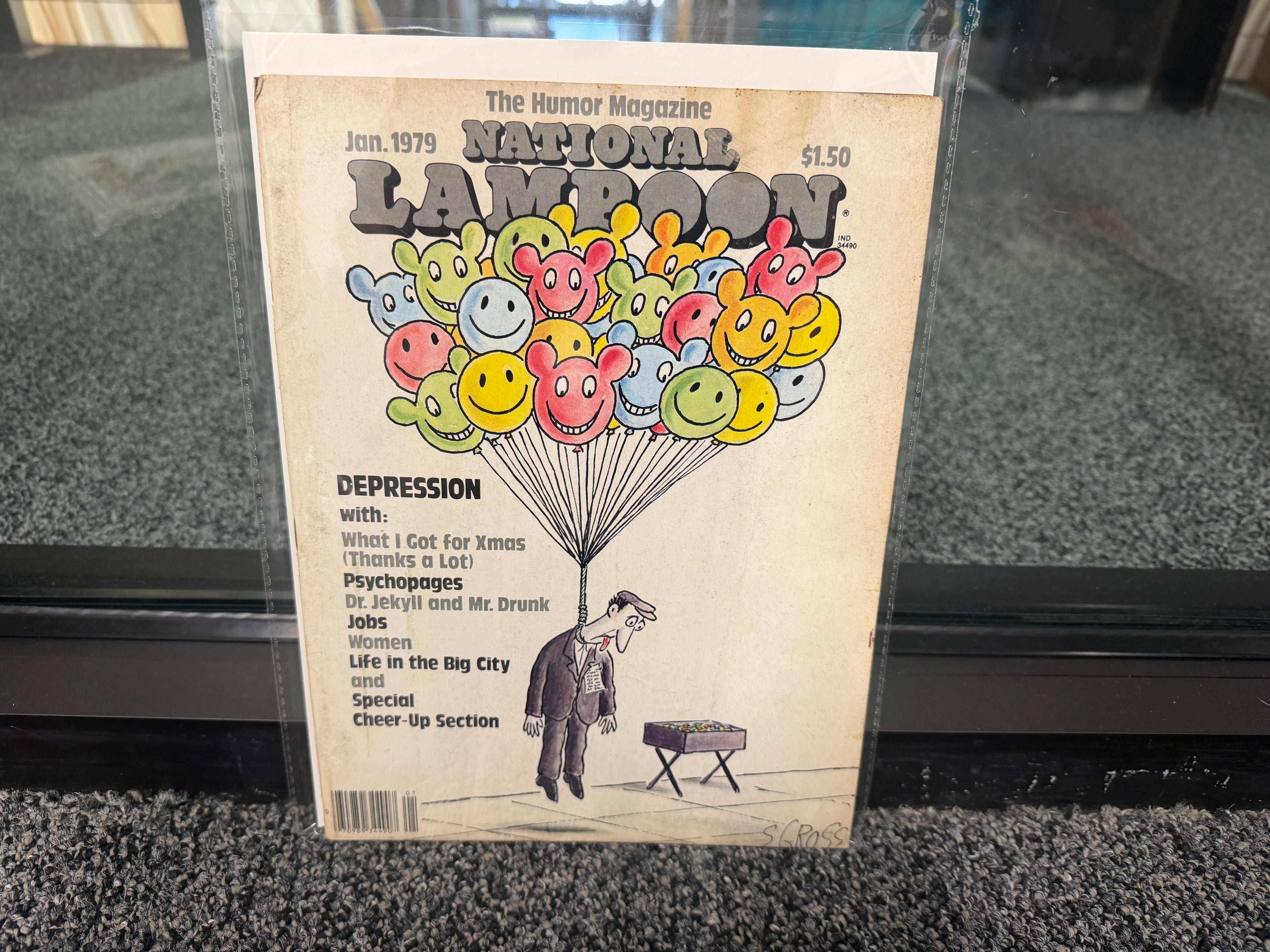 National Lampoon January 1979 Depression issue cover with Sam Gross smiley face balloons