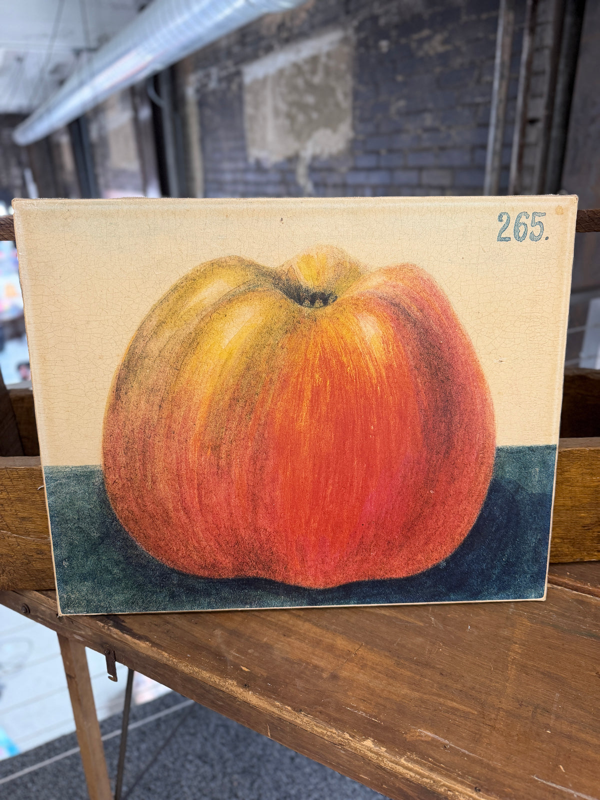 Apple on canvas