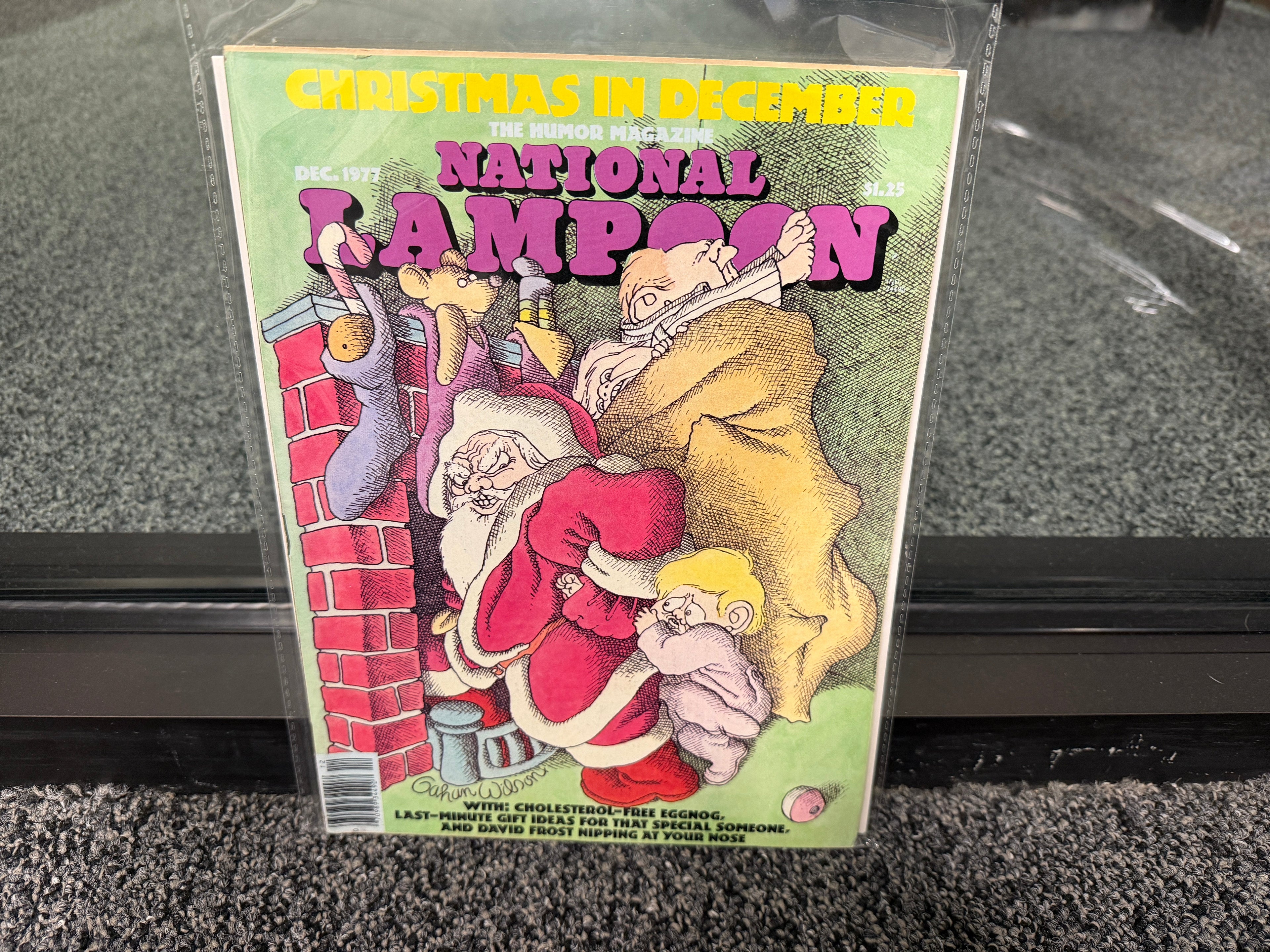 National Lampoon December 1977 Christmas in December cover with Gahan Wilson Santa chimney illustration